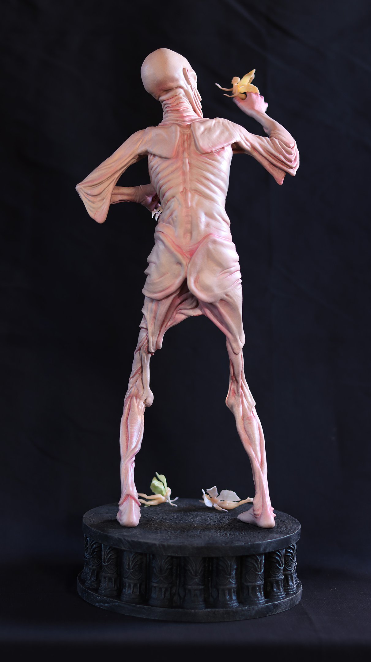 Back view of original fantasy humanoid sculpture sculpted for resin casting and fine detail finishing