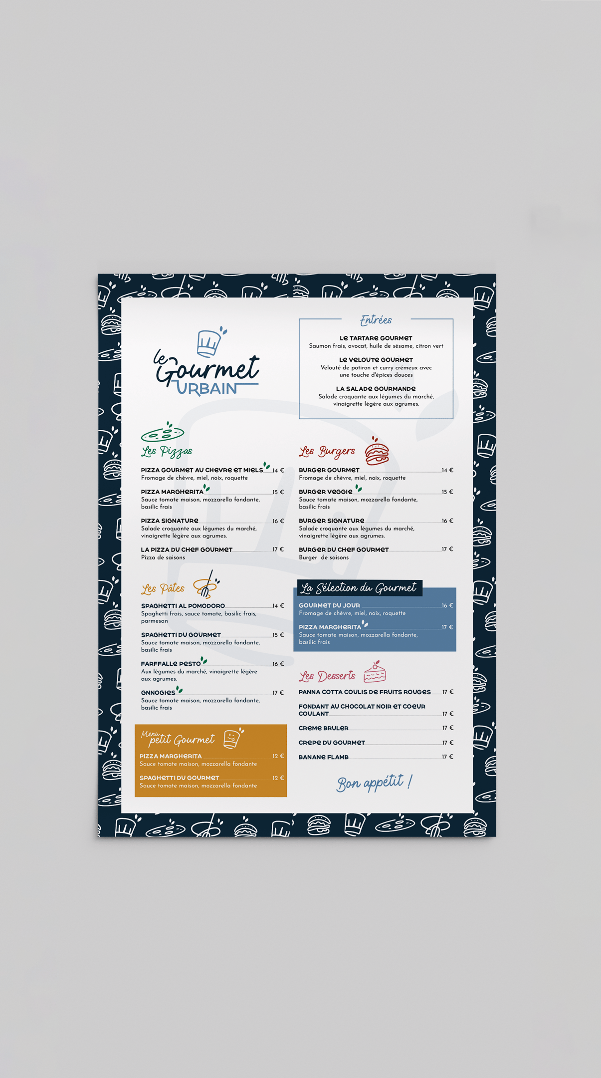Menu - restaurant - Le Gourmet Urbain - Amy atelier graphique