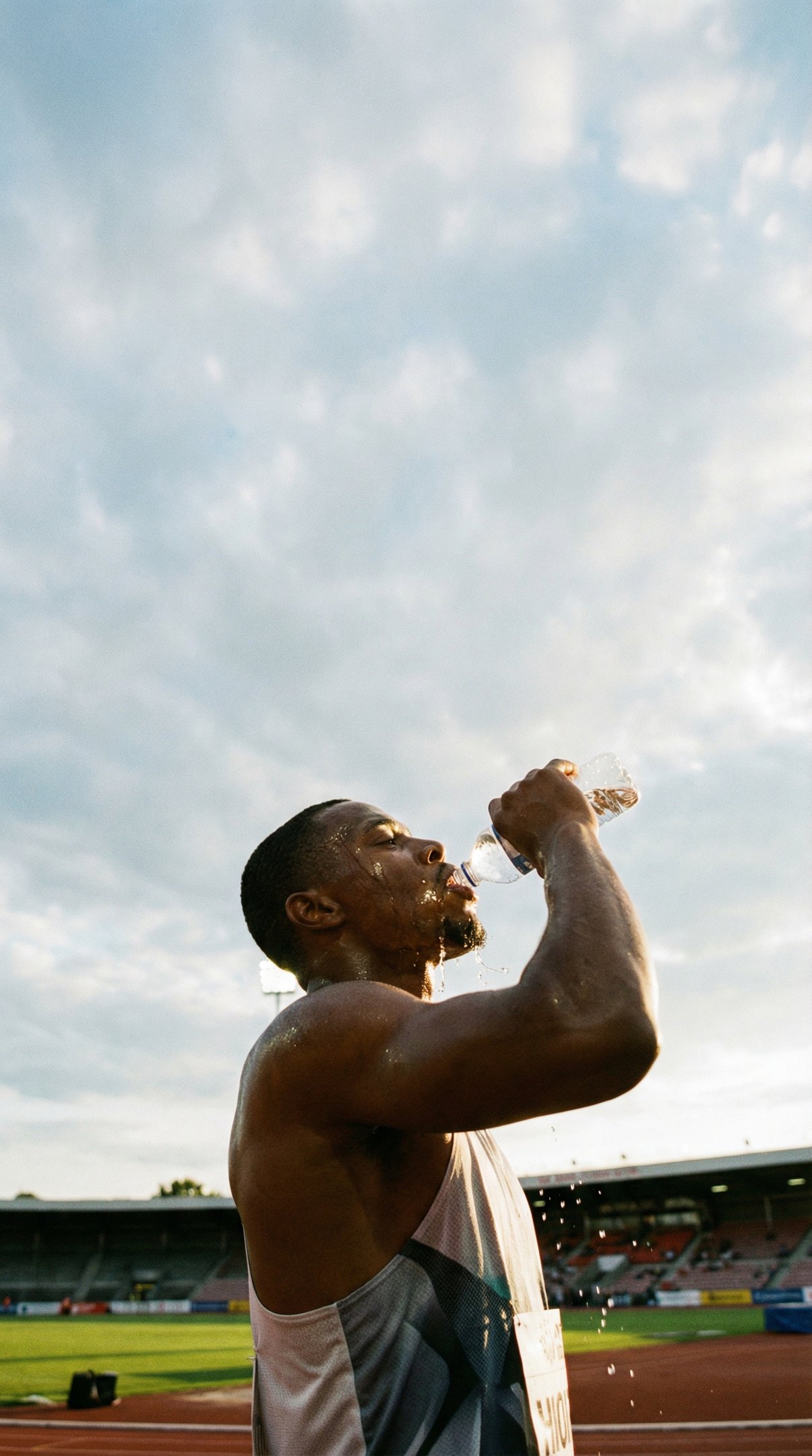 an athelet drinking water