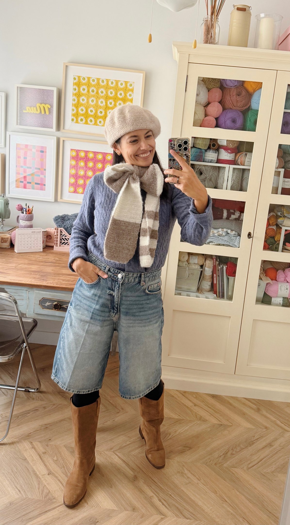 Patron crochet bufanda rayas lana