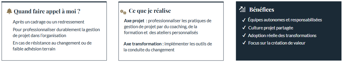 description du service Ancrer les bonnes pratique de gestion de projet et de conduite du changement