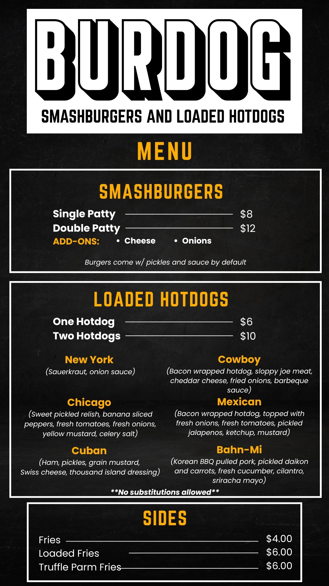 Smashburger Hotdogs Menu Fries