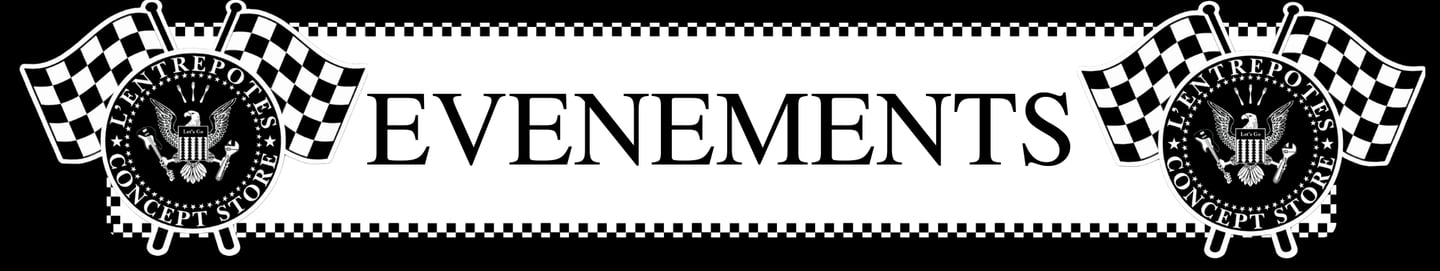 Bannière rétro Événements pour les soirées et animations du garage vintage.