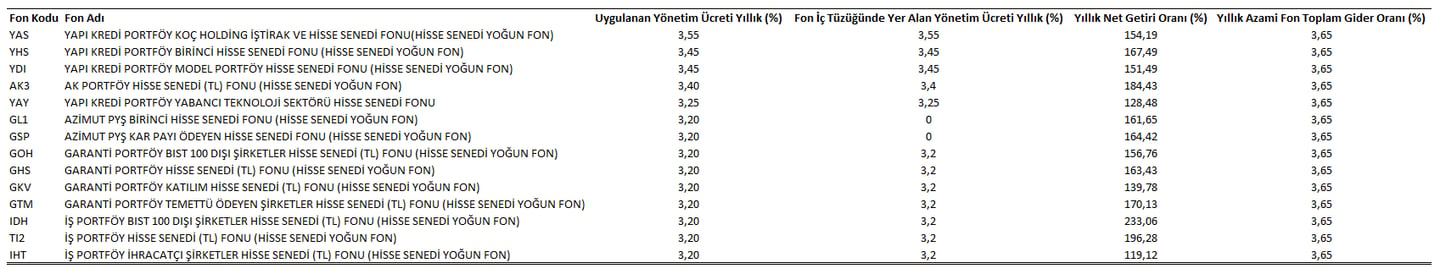 Aktif Yönetilen Fon Örnekleri