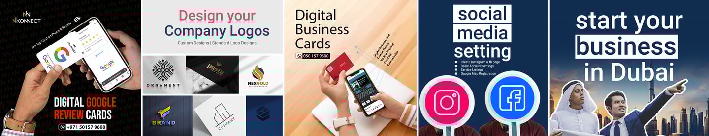 Google Review Card, Logo Design, Digital Business Card, Social Media Setting, Business Setup in Dubai 