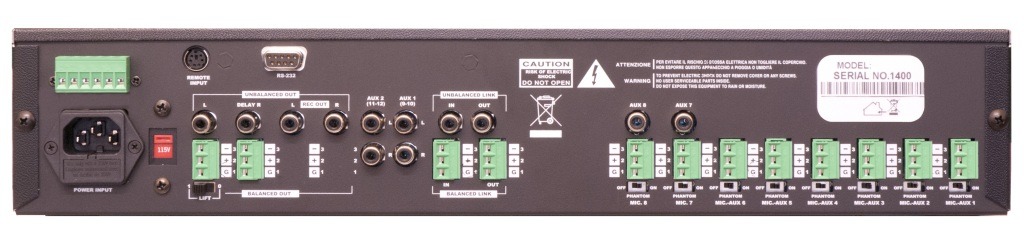 back of audio 8 mixer