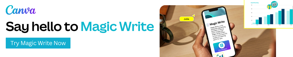 Canva Magic Write promo banner with a FREE 30-day trial offer by Digisign by Nok Werner