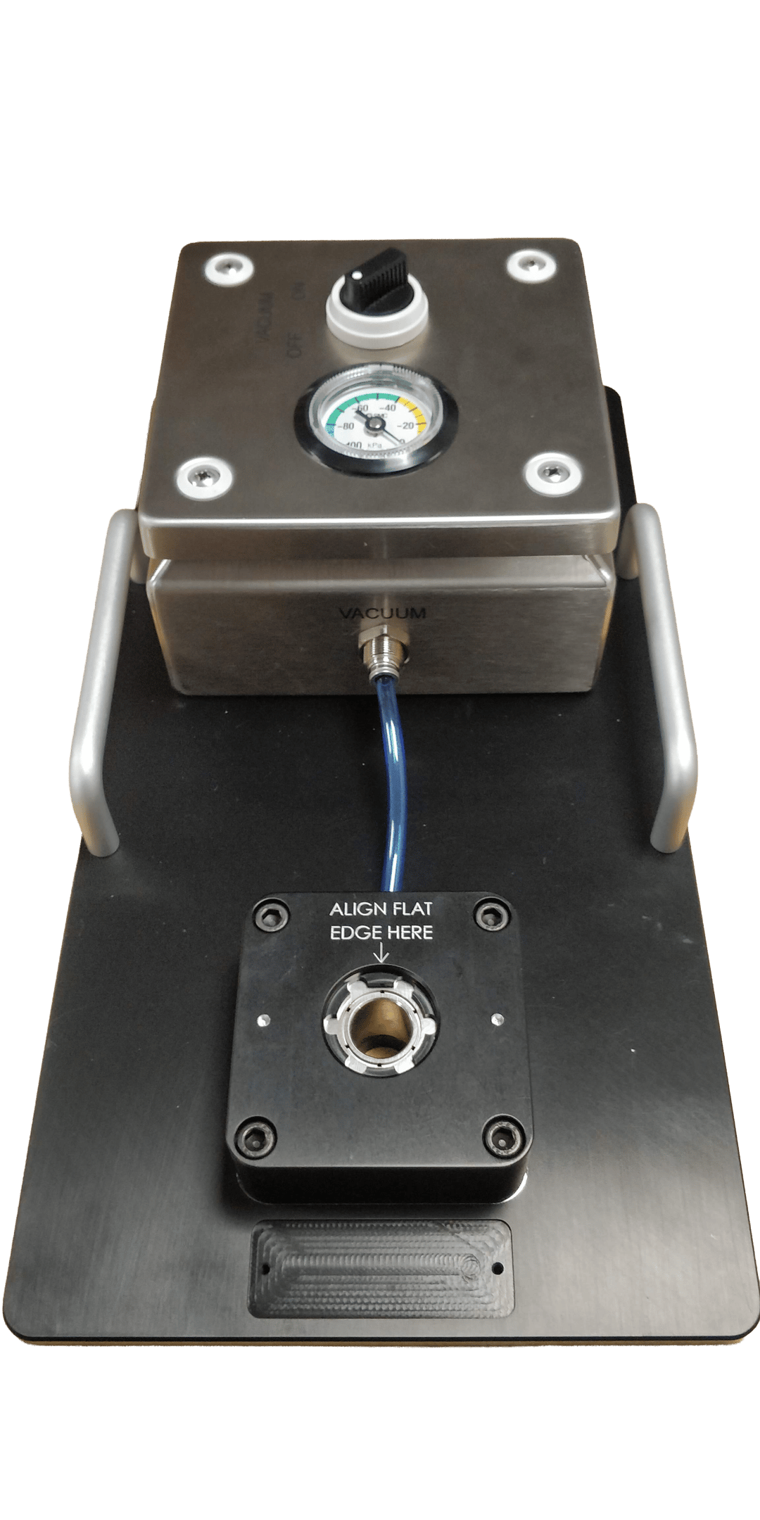 Vacuum metrology fixture for holding a soft rubber medical dome