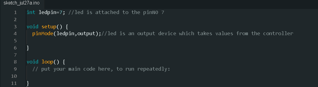 image showing use of " void setup()" in ardiuno IDE