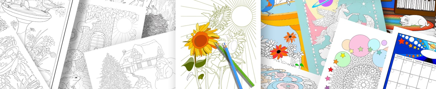 a selection of coloring pages