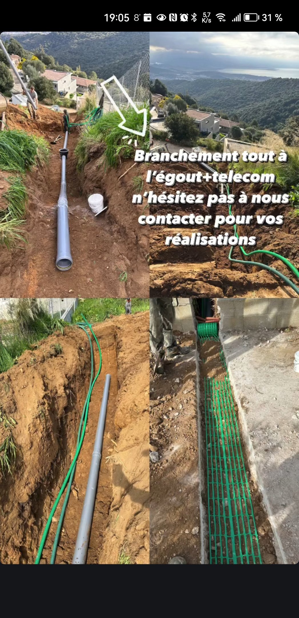 Raccordement et tout à l'égout à alata