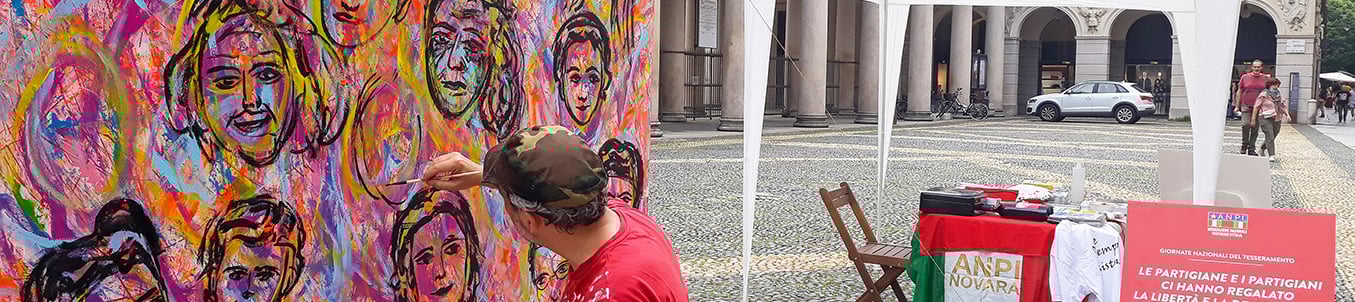 2020 Live Painting Le Madri Costituenti di Carlo Gori per Anpi Novara Piazza Duomo