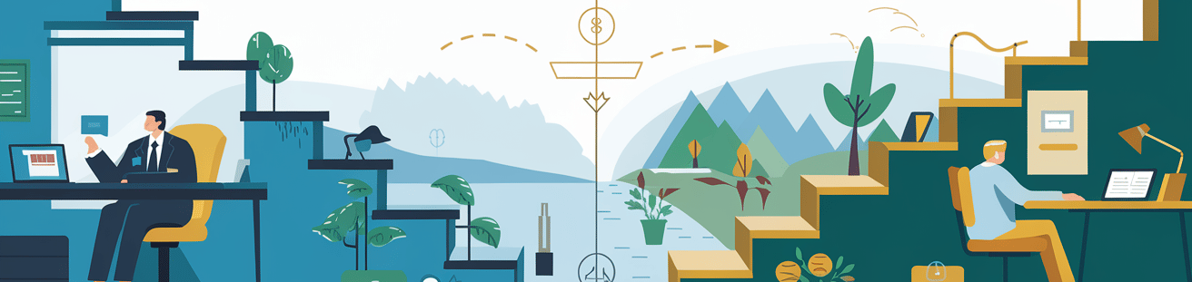 şirket hayatından evde çalışma modeline geçişi simgeleyen bir görsel