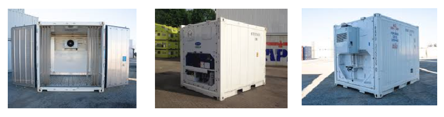 Refrigerated shipping containers and portable cold storage units for temperature controlled transport.