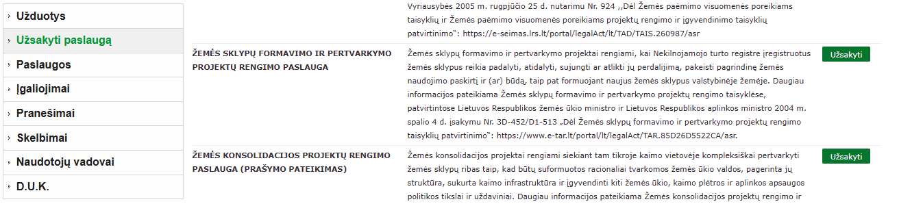 Žemės sklypų formavimo ir pertvarkymo projektų rengimo paslauga