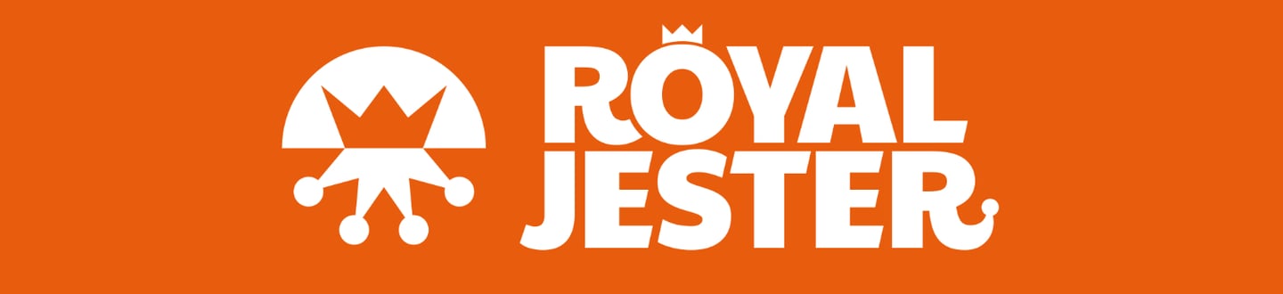 Horizontal lockup with logomark on the left and wordmark on the right. White on orange background.