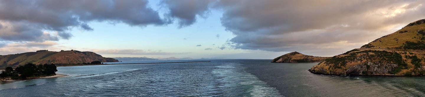 Sailing into Dunedin, New Zealand