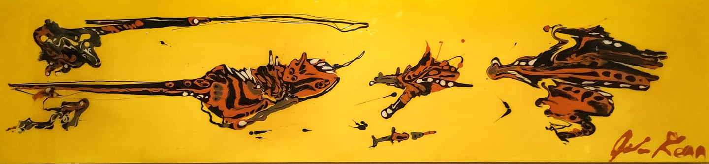 ​Butterfly Splat is a unique 2-foot by 8-foot mixed-media painting created in 2019. 