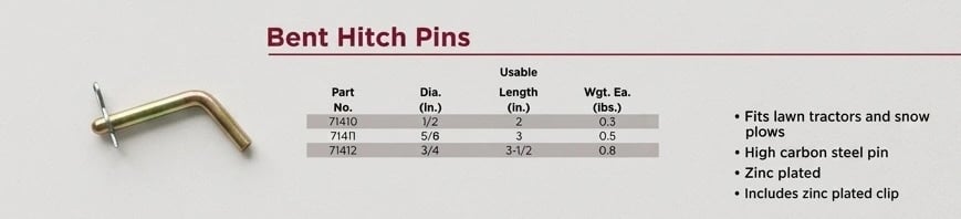 Bent Hitch Pin Specifications