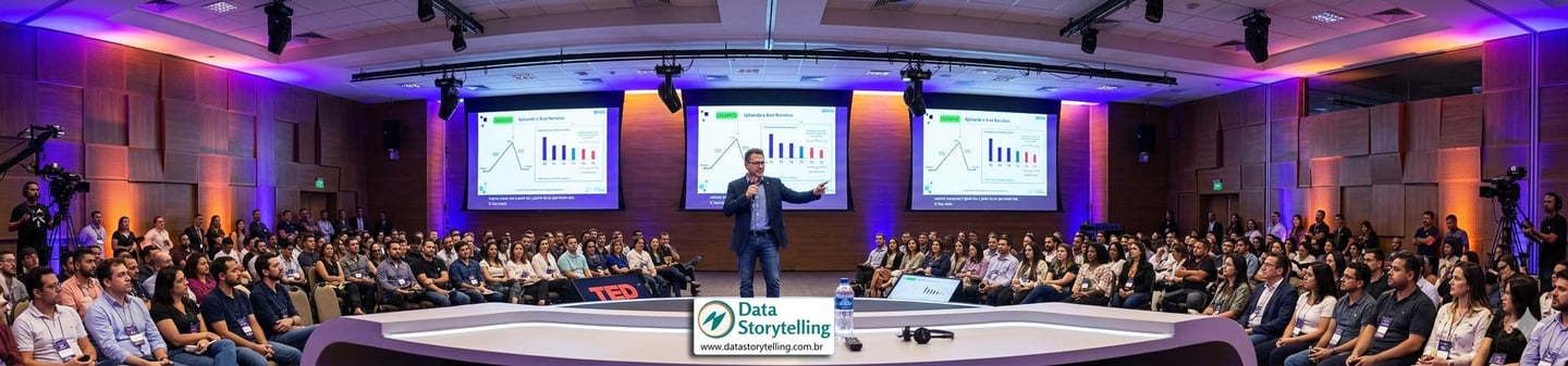 Stefano Carnevalli em palestra sobre Data Storytelling
