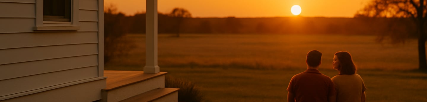 homeowners watching sunset
