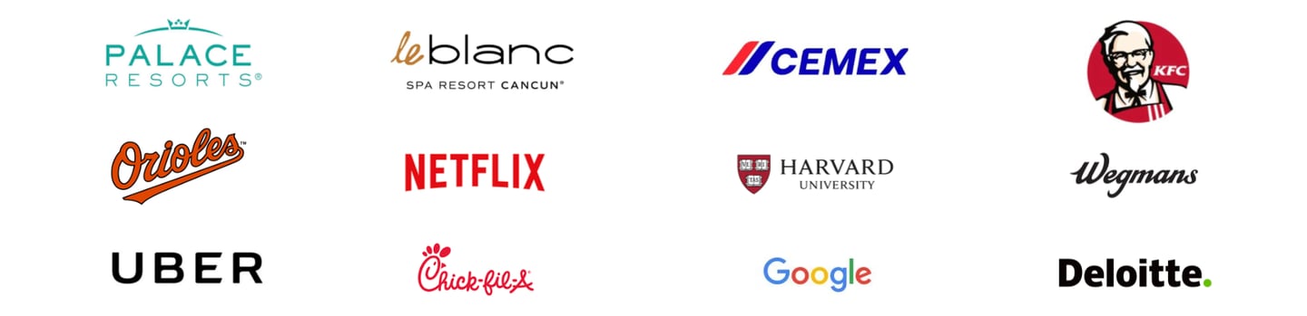 Logotipos de empresas como Google, KFC, Netflix y Harvard que usan productos de GotFreshBreath®.