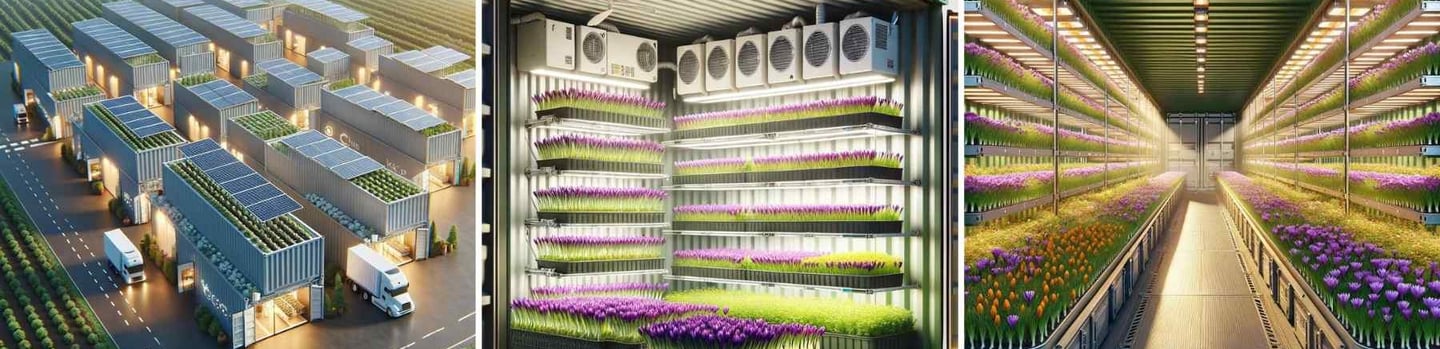 three stage of farming in containers