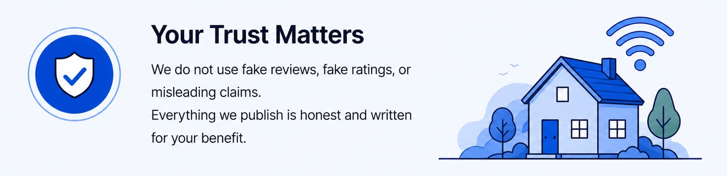 HomeNetCompass trust statement about honest home internet guides and no fake reviews