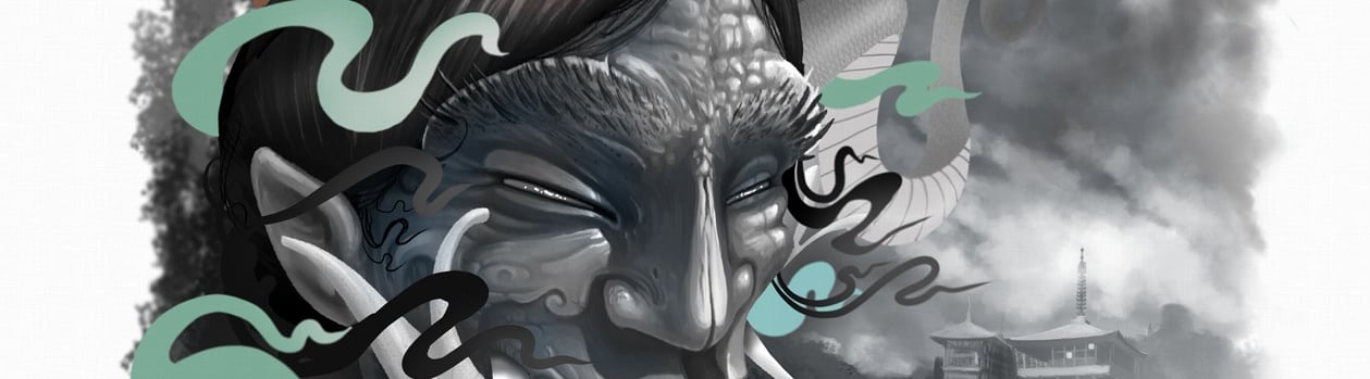 ILUSTRACION DE UNA HANNYA PARA UN TATUAJE