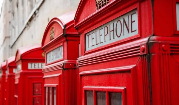 Row of English telephone booths