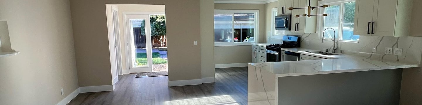 Completed kitchen remodel after construction by Asha Construction