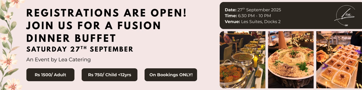 Register Now for the Monthly Open Buffet by Lea Catering and Event in Mauritius.