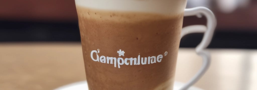 Close-up of a small cappuccino with foam art on top.
