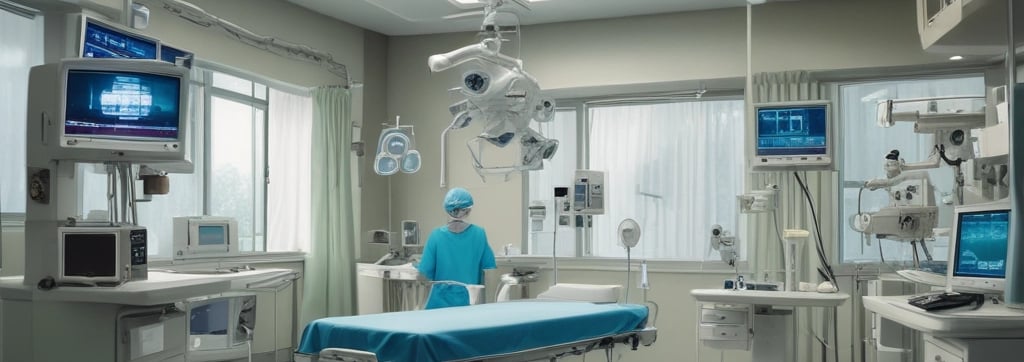 A stethoscope rests on a white surface alongside a sphygmomanometer. Behind them, a thick book with a blue cover and a brown fabric bag are visible. The focus is on the medical instruments, suggesting a clinical or healthcare context.