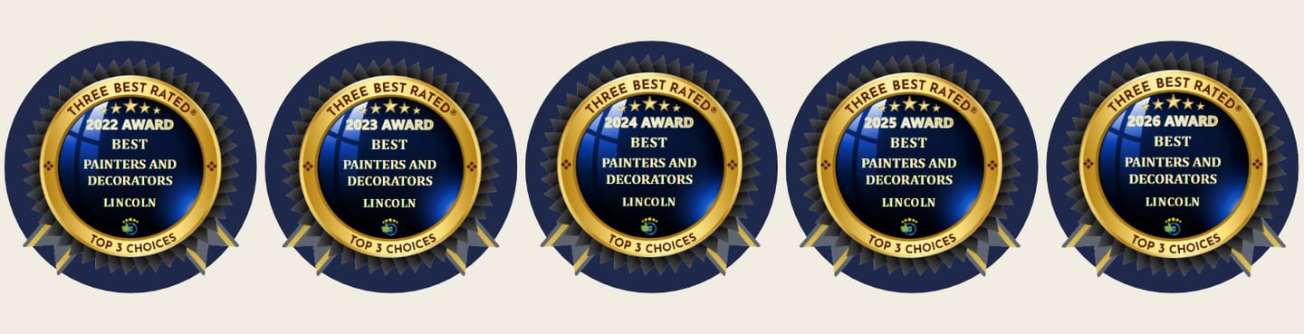 Five award badges that recognise our company's Three Best Rated status, 2022 to 2026.