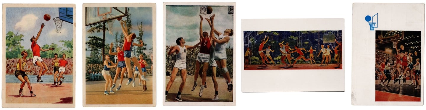 Illustrated Soviet Union Russian Postcards Basketball Sports