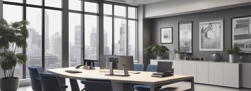 A welcoming office reception area with a friendly consultant ready to assist clients.