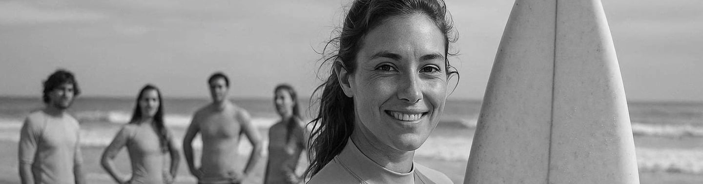 woman with surfboard on portfolio of William McCleary