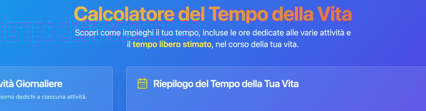 anteprima calcolatore tempo di vita