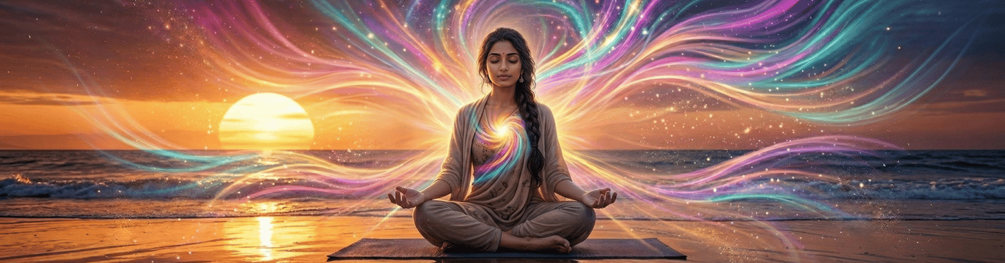 Woman meditating with Reiki
