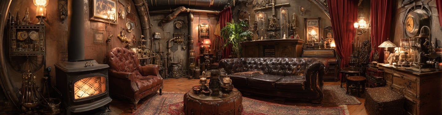 Steampunk themed room.
