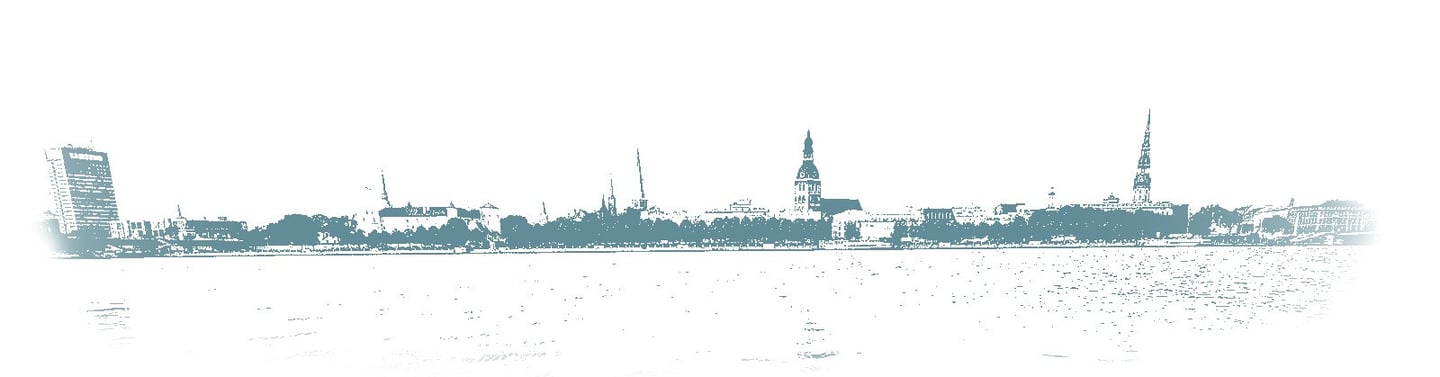 Picture with a view of Riga from the opposite bank of the Daugava River.