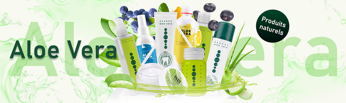 gamme de produits à base d'aloe vera de la société ESSENS