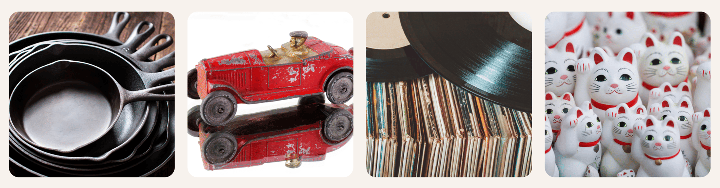 Kitschy kitten collection sometimes found at estate sales.