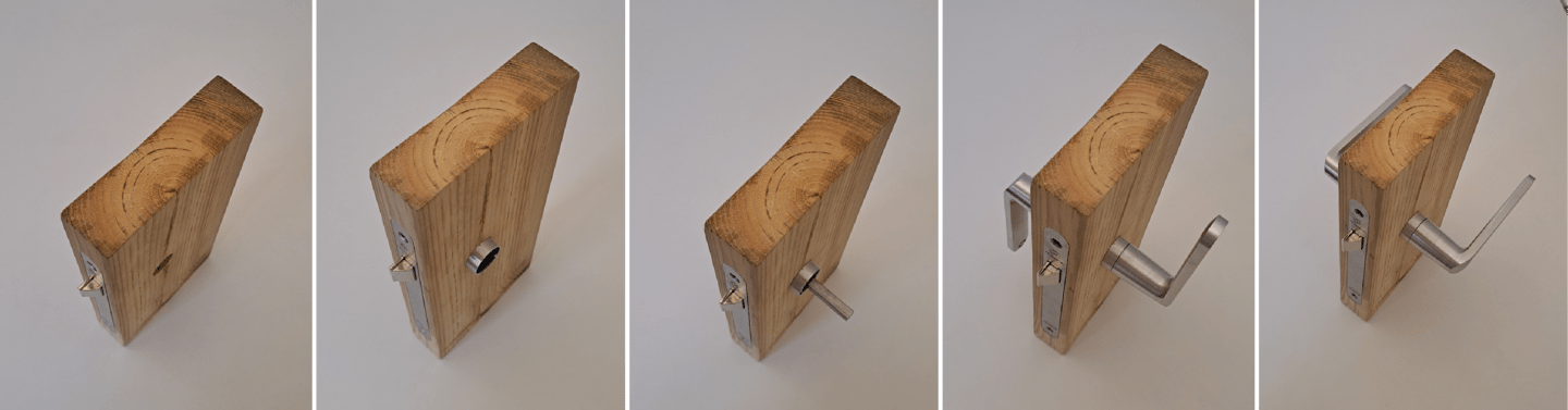 système de fixation de poignée de porte par rotation