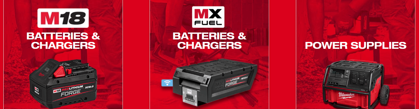 Milwaukee Batteries, Chargers & Power Supplies
