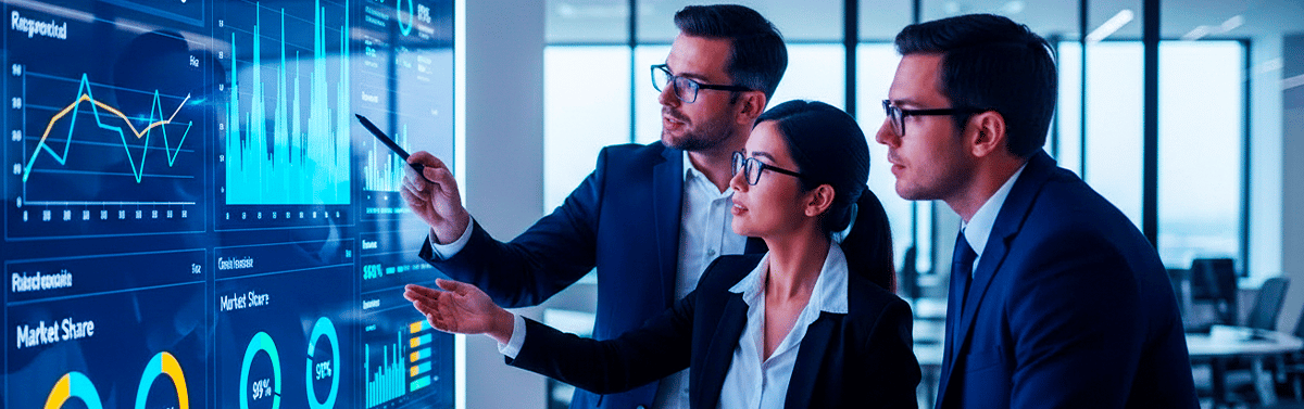 equipe observando gráficos