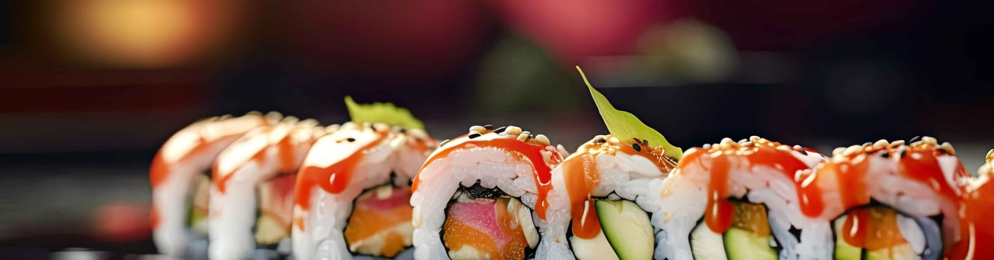 a sushi with a leaf on top of it