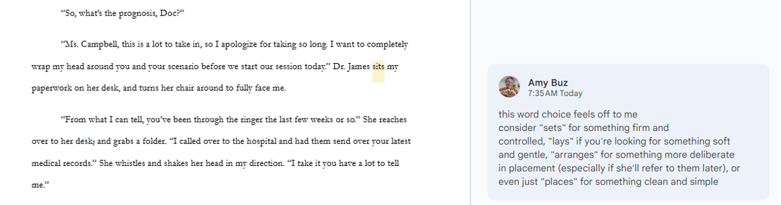 manuscript corrections with margin notes