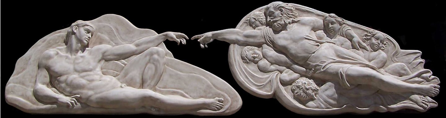 Sculpture Creation of Adam. Based on Michelangelo Fresco